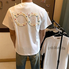 万针全刺绣工艺抖音得物高品质260克重磅纯棉双纱美式高街短袖T恤，男装T恤，电商A486