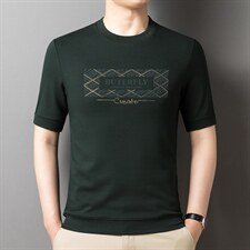 短袖薄款男士圆领卫衣印花2023春秋季中年商务休闲打底衫上衣男装，男装卫衣，电商B212（原钱塘6029）