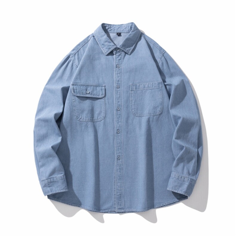25年春季长袖衬衫工装潮流牛仔衬衣宽松现货DS-C323-1-N85-批49，男装衬衫，电商C323-1