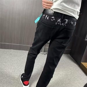 1506-1/KN1281/P55潮牌新款高端绣黑色轻奢牛仔裤修身弹力潮流图片