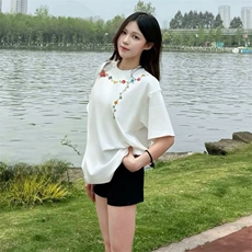 万针全刺绣工艺抖音得物高品质260克重磅纯棉双纱美式高街短袖T恤，男装T恤，电商A486-1