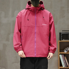 冲锋衣连帽夹克男宽松落肩纯色上衣外套DSA157B-JK727-P58，男装夹克，电商A157B
