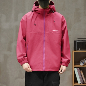 冲锋衣连帽夹克男宽松落肩纯色上衣外套DSA157B-JK727-P58图片