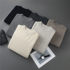 2025百搭时尚简约圆领长袖羊毛衫，男装羊毛衫，忠诺羊绒