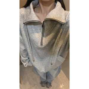 雪尼尔立领卫衣美式复古潮流打底设计重磅翻领外套卫衣 常规P49图片