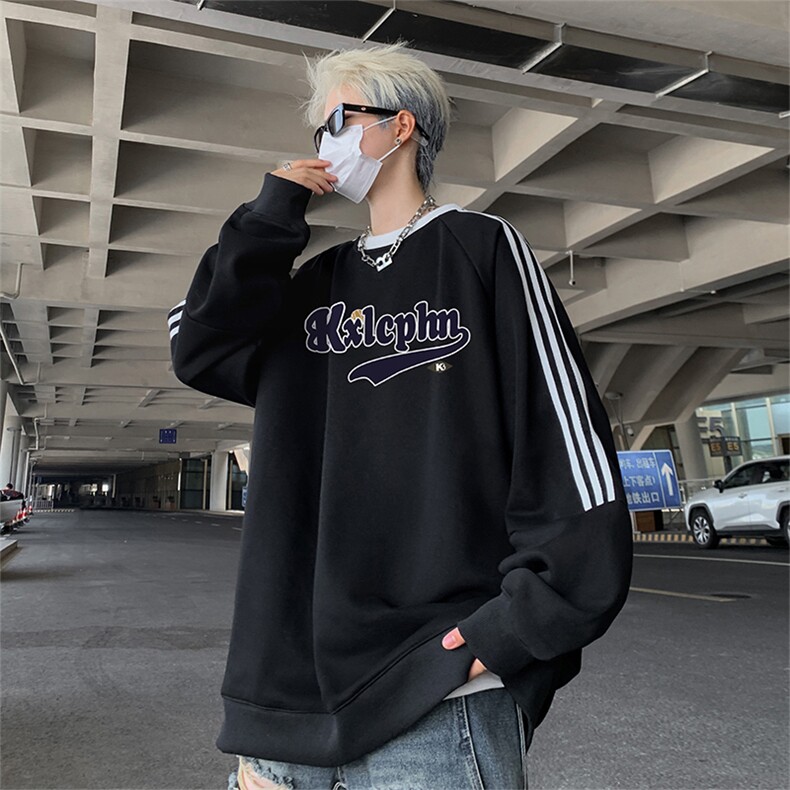 抖音得物供货提供视频秋冬重磅美式宽松织带圆领卫衣0318,男装卫衣,电商A486
