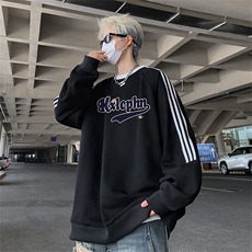 抖音得物供货提供视频秋冬重磅美式宽松织带圆领卫衣0318，男装卫衣，电商A486