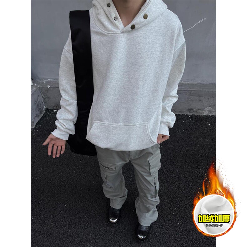 480G重磅加绒硬挺boxy男女秋冬美式高街结构古铜两粒扣卫衣厚外套,女装短外套,电商A486-1