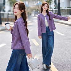 现货重工艺新款新中式春季刺绣提花设计感时尚气质减龄外套，女装短外套，韩美纤衣