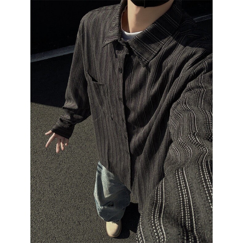 衬衫男士韩版潮流长袖条纹复百搭2024春季新款ins外套CY1035-P51,男装衬衫,星座412-2