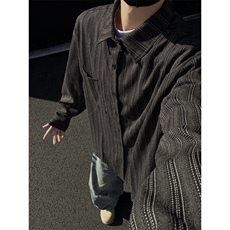 衬衫男士韩版潮流长袖条纹复百搭2024春季新款ins外套CY1035-P51，男装衬衫，星座412-2