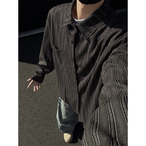 衬衫男士韩版潮流长袖条纹复百搭2024春季新款ins外套CY1035-P51图片