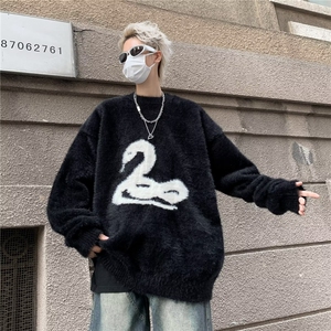 复古着设计小众慵懒风绿色条纹高级感显瘦休闲毛衣男女潮春图片