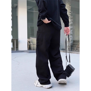 美式潮牌弯刀裤男冬季新款加绒多口袋青少年痞帅阔腿休闲裤长K02图片