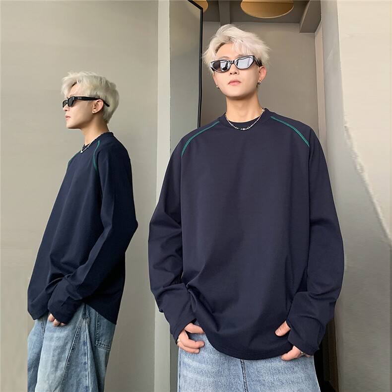 美式长袖T恤男款秋季潮牌明线内搭打底衫透气抗菌发热运动卫衣,男装T恤,电商C307