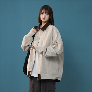 现货 春季宽松翻领拼接夹克潮设计款小众外套XZ811A-JK3010-P88图片