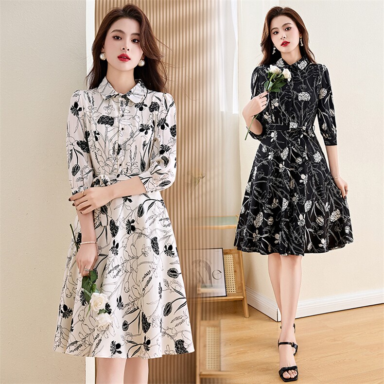 雪纺连衣裙春夏2025新款衣服大码女装高级感高端精致气质修身裙子，女装连衣裙，香莘料