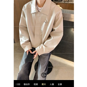 港风美式复古四芒星纽扣可拆卸胸针大码M-5XL夹克JK77771P85控118图片