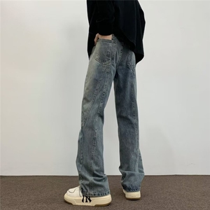 新款港风美式高街ins潮牌直筒休闲牛仔裤男N08222-P48图片