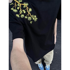 数据款现货！！高克重刺绣T恤高级感重工迎客松短袖EWCX02-P40，男装T恤，星座1005-6