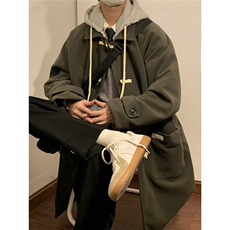 1港风室内牛角扣加棉呢大衣男可拆卸帽外套男FY8716P138控188，男装毛呢大衣，星座226-2