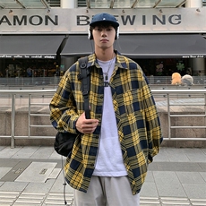 时尚潮流复古格子大码翻领长袖衬衫内搭外套C2167-P32【特价】，男装衬衫，电商A007
