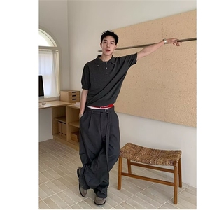 美式凉感设计感Polo领针织短袖夏季宽松简约上衣KA144-P42图片