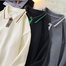 1港风平铺POLO衫领套头毛衣大码M-5XL针织衫男外套男8720P60控88，男装Polo衫，星座226-2