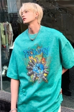 2024新款美式复古做旧短袖数码印花青少年上衣JK23274-p45-控58，男装T恤，星座605(原A050)
