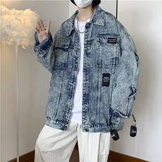 牛仔外套男2023秋季潮牌宽松情侣休闲中性风工装夹克JK0125-P70，男装夹克，星座308B-1