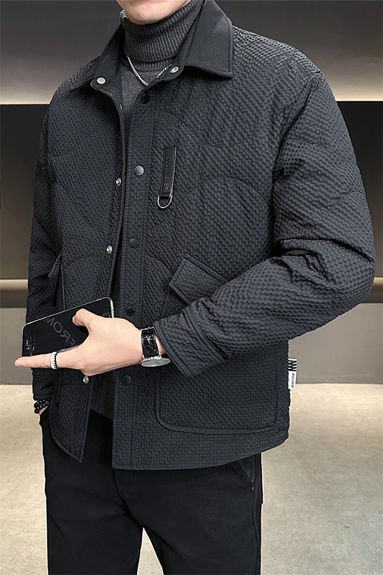 轻薄羽绒服男冬季2025新款口袋拼接翻领男装外套A313-C977-P175,男装羽绒服,电商A313