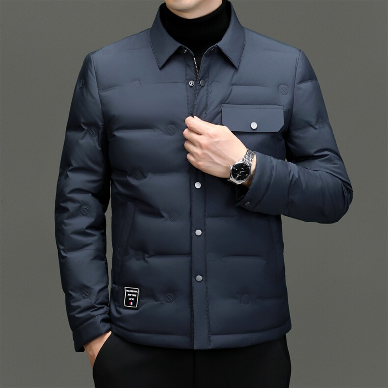DF8001钱塘2020-2冬季百搭简约翻领厚款中年男士羽绒服P215,男装羽绒服,钱塘207-2