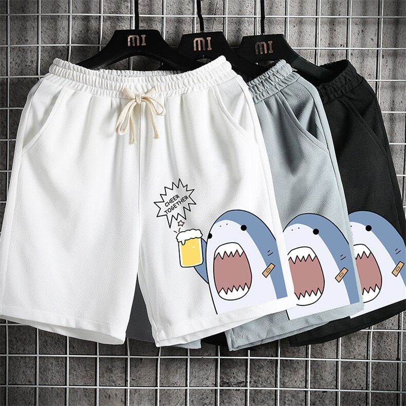 MK37137-P15冰丝短裤男士大码宽松休闲五分裤男运动中裤网格挂拍,男装休闲裤,电商A040A