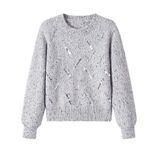 2025慵懒风针织衫女冬季新款钉珠设计感小众松弛感上衣新款高级，女装羊毛衫，艾米