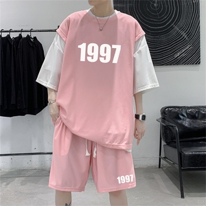 华夫格套装潮流休闲短袖短裤两件套FTZ3077-P55控78图片