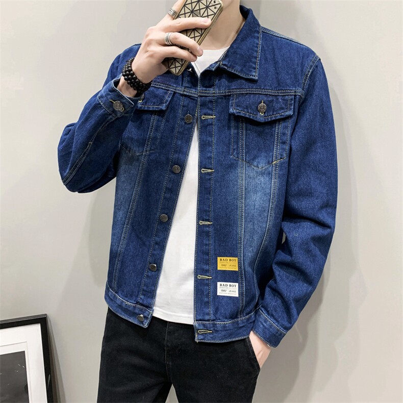 JK632-p55-限价78 大量现货网格牛仔夹克肥仔量足破洞印花大码图片