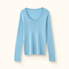 2025年秋季套头U领时尚百搭通勤简约休闲长袖，女装针织衫/毛衣，万禾羊绒
