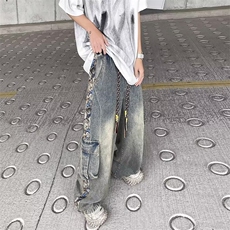 牛仔裤男士韩版潮流高街帅阔腿裤2024秋季新款ins长裤RK1899-P59，男装牛仔裤，星座412-3