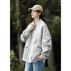 春秋美式复古拉链宽松潮牌棒球服百搭小众飞行夹克外套JK04，男装夹克，星座225-3