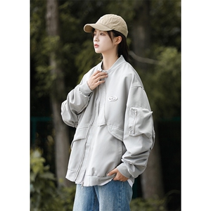 春秋美式复古拉链宽松潮牌棒球服百搭小众飞行夹克外套JK04图片