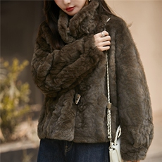 2025年秋季立领牛角扣外套时尚百搭通勤简约休闲，女装短外套，圣丽羊绒