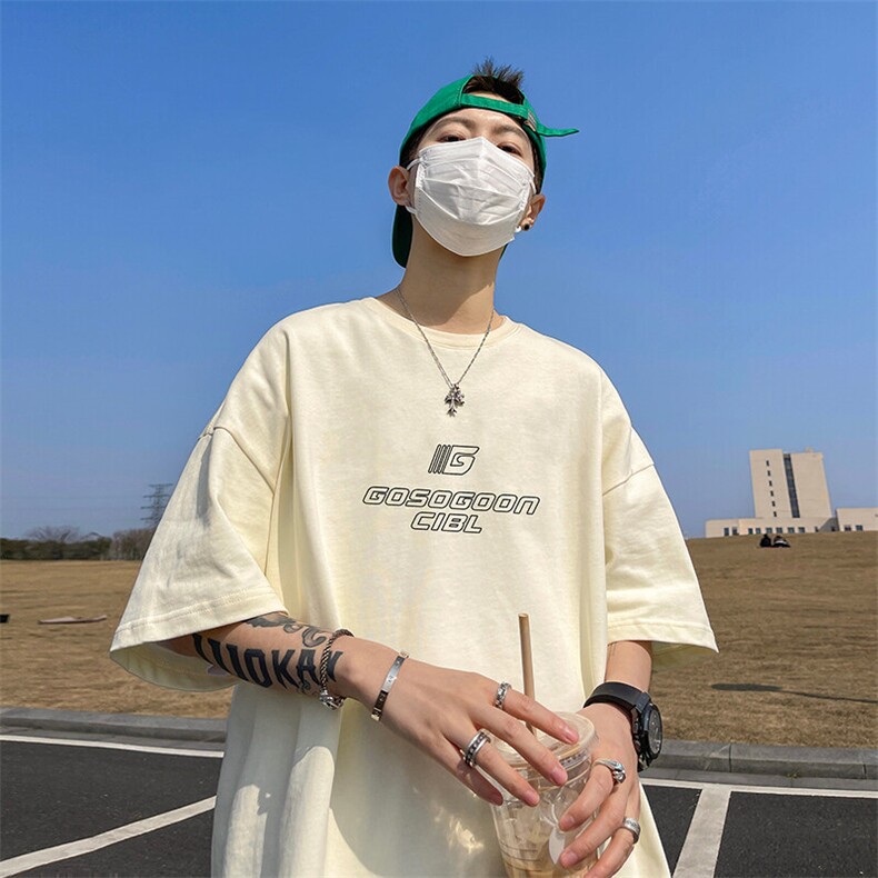 抖音得物二开现货220克夏装重磅美式高街宽松短袖t恤MT196,男装T恤,电商A486-1