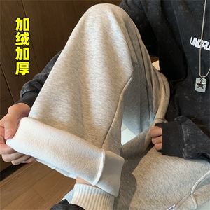 加绒加厚直筒休闲裤男款秋冬美式潮流宽松阔腿运动卫裤 K7592-P40图片
