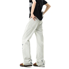 【现货】美式复古白色微喇破洞牛仔裤2XZ502-K849-P65控89，男装牛仔裤，星座502