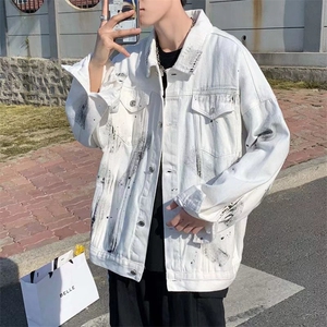 扎染牛仔外套男女春秋韩版宽松bf重工潮牌百搭夹克上衣WT742-P68