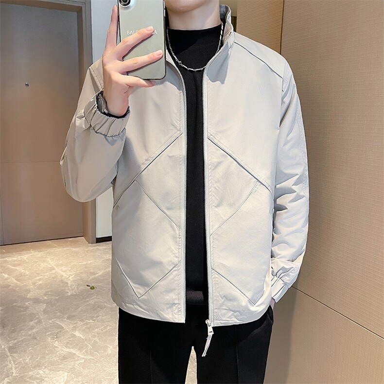 轻熟风~简约男生上衣外套夹克立领菱形格款jk8452-P85,男装夹克,星座1012-1