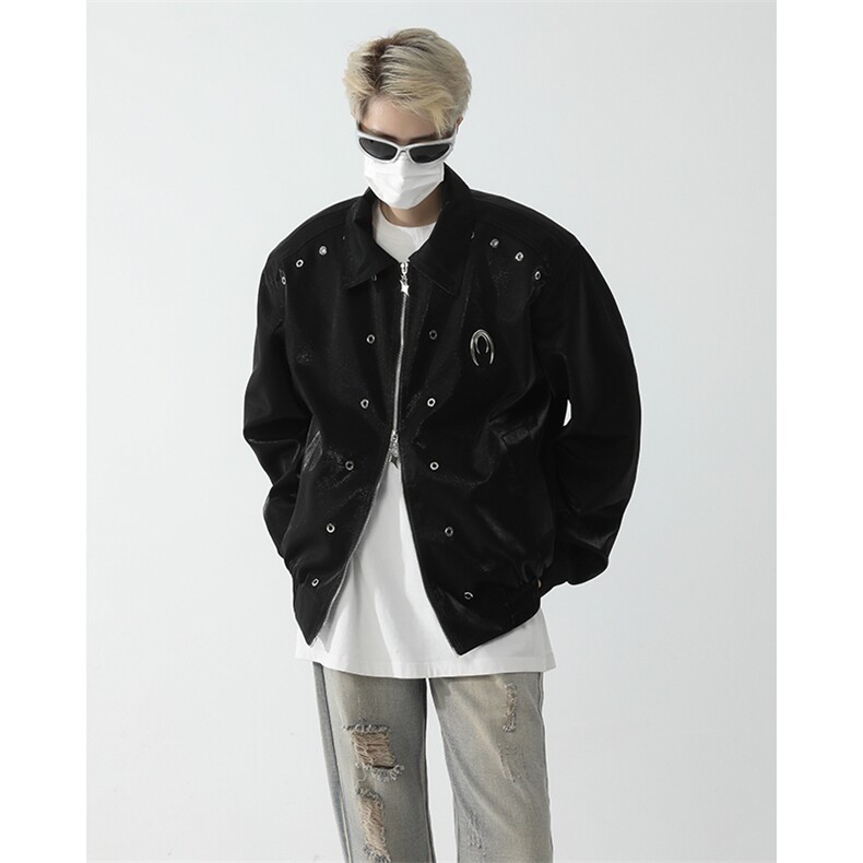 小众金属设计感外套男款高级感翻领短款潮牌宽松夹克JK09930-P70,男装夹克,星座308B-2