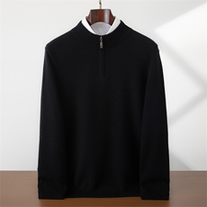 2025年秋季平面拉链半高领时尚百搭通勤简约休闲，男装羊绒套衫，蜜暖羊