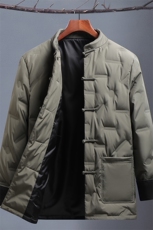 现货90绒中年唐装羽绒服男复古盘扣风新中式羽绒服外套，男装羽绒服，钱塘723