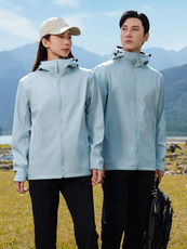 软壳带帽春秋季休闲拉链连帽长袖外穿男女通用冲锋衣，男装夹克，衫都服饰